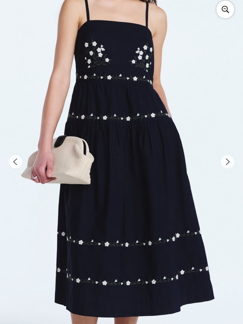 Free Assembly Spaghetti-Strap Navy Floral Embroidered Midi Dress - Size XL